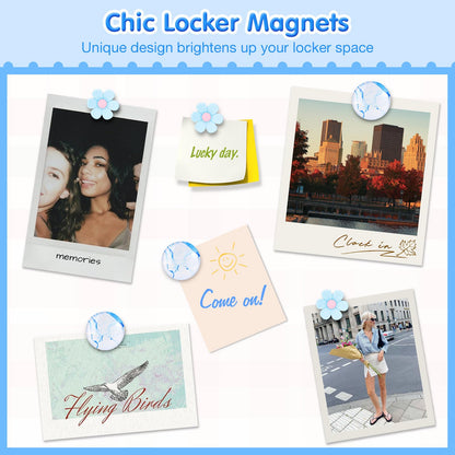 MoKo Locker Accessories Set, 15PCS Back to School Supplies Includes Magnetic Mirror, Whiteboard, Markers, Pen Holder, Magnets, Locker Organizer for School Office (Blue)