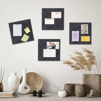 Large Cork Board 28" x 19", 6 Pack Felt Bulletin Board with Pushpins, Cork Boards Alternative with Self-Adhesive Strips, Felt Wall Tiles Pin Boards for Walls Office Home School Decor-Dark Gray