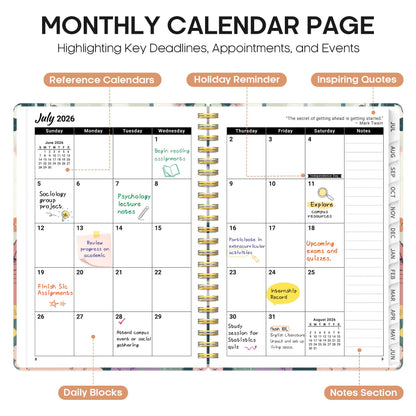 Planner 2026–2027, Weekly & Monthly Academic Organizer for School Year, Jul 2026–Jun 2027, Hardcover Planner with Tabs, Back to School Essential, 6.3" x 8.5", Poodle Garden