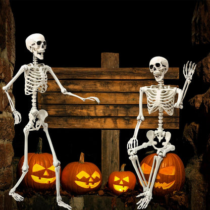 Abakuku 5.4 ft Posable Halloween Skeleton Decorations,Human Bones for Halloween Party with Movable Joints,for Haunted Houses, Front Lawn, Graveyard Props