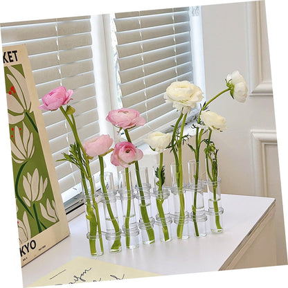 Happyyami Test Tube Glass Vase Set for Hydroponics Propagation Vases for Indoor Plants Decorative Glass Terrarium Planting Kit Home and Office Decor