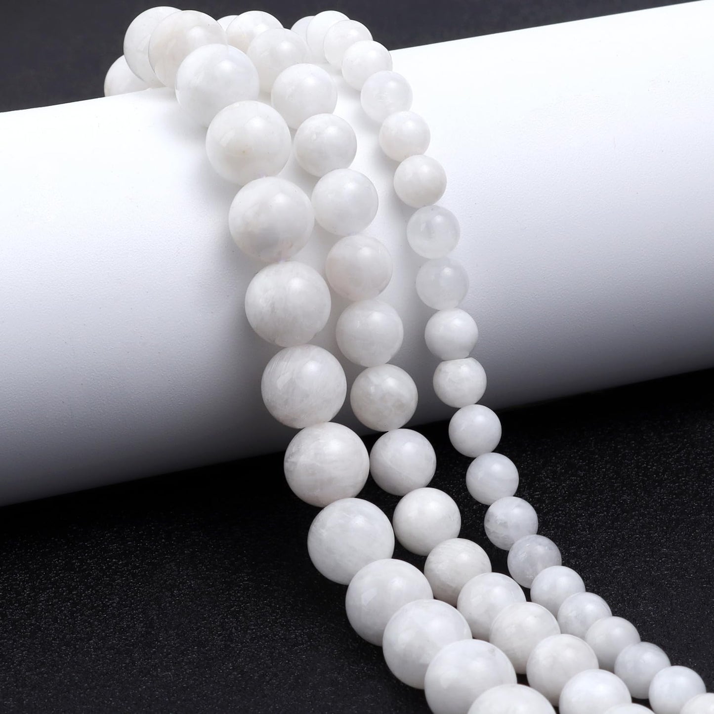 Youngbling Natural Gemstone Beads for Jewelry Making,6mm White Moonstone Polished Round Smooth Stone,Genuine Real Stone Beads for Bracelet Necklace 15 Inch(Moonstone,6mm)