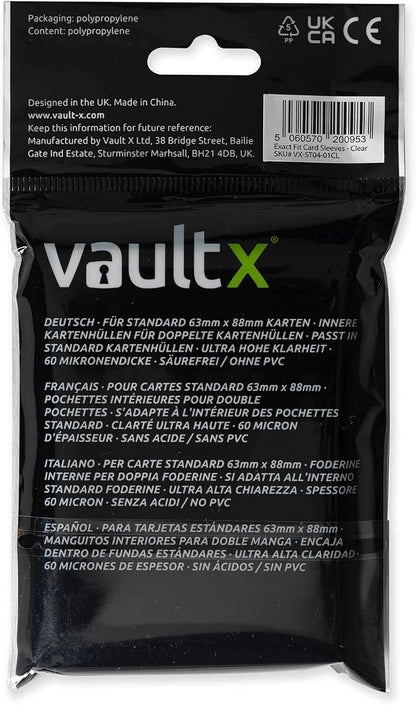 Vault X Exact Fit Sleeves (200 Pack) Perfect Inner Sleeves for Trading Cards, Clear
