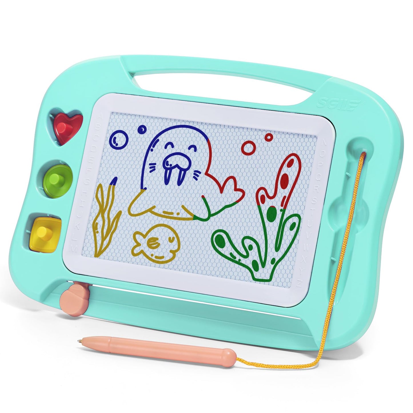 SGILE Toddler Toys for Kids, Magnetic Drawing Board for Birthday Gift, Toys for 1 2 3 Year Old Girls Boys, Etch & Sketch Pad with 3 Stamps, Learning and Educational, Green