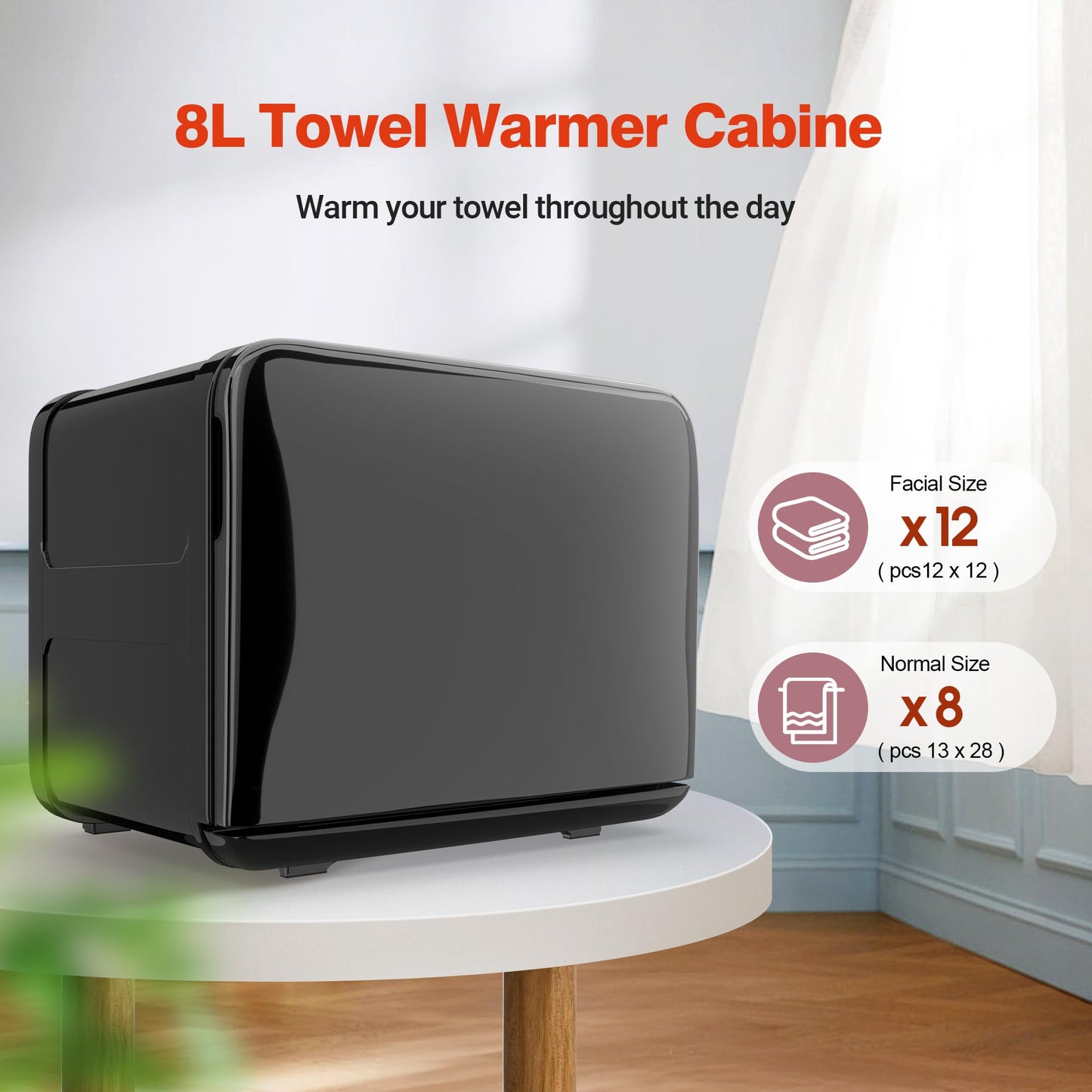 8.5L Towel Warmer Cabinet can Hold 12 Wet Facial Towels,Fast Heating with One-piece all-aluminum liner,Hot Towel Warmer Use for Spa,Hair Beauty,Salon - Black