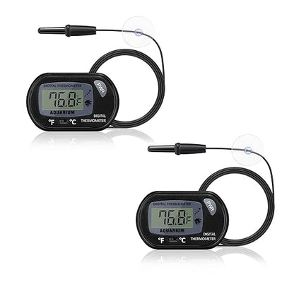 DaToo Aquarium Thermometer with Large LCD Display Fahrenheit/Celsius(℉/℃) Fish Tank Thermometer for Aquarium Reptile Terrarium Digital Water Thermometer with Suction Cup(2 Pack)
