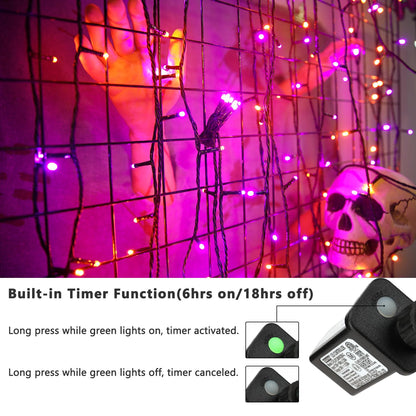 Brizled Halloween Lights, 262.46FT 800 LED Halloween Lights, Mini Purple Light 8 Modes Waterproof, Plug in Orange LED String Light for Outdoor Indoor Thanksgiving Party Decor (Orange & Purple)