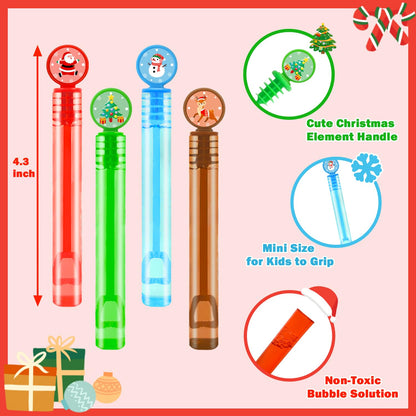 Bulk Winter Party Favors Toys Gifts for Kids 64 Pack,Holiday Mini Bubble Wands Non Candy Treats Trinkets Goodie Bag Stocking Stuffers Fillers for Toddlers,Easter Classroom Prizes Games for Students