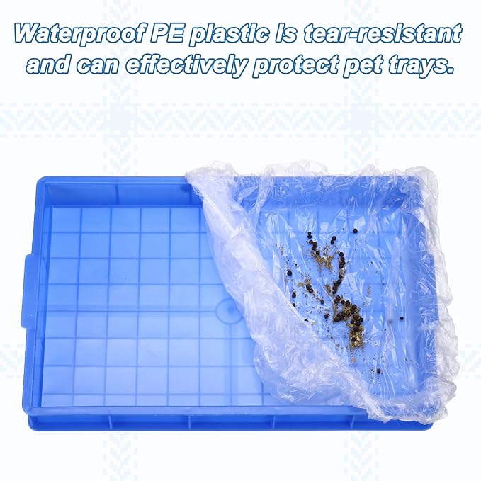 Disposable Bird Cage Liners, Clear Plastic Cage Liners for 28x20 Inch Pallets Tray Universal Elastic Film, (30 Pcs), Intended for Parakeet/Cockatiels/Rabbit/Guinea Pig