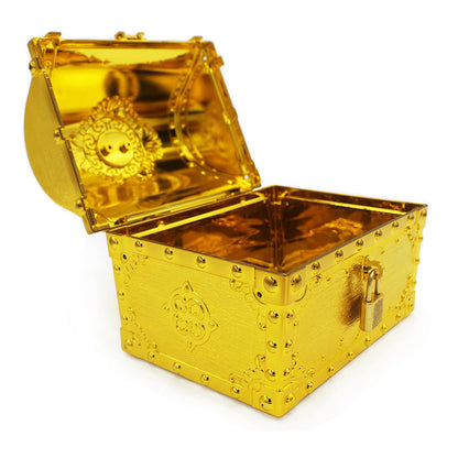 Pemalin Kids Pirate Treasure Chest Large Size Storage Box, Gem-encrusted Gold Decorative Chest with Lock and Key for Kids Birthday, Halloween, Christmas Pirate Party Favors