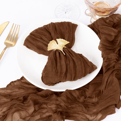 DeZerlor 50 Pack Brown Cheesecloth Napkins Tan Summer Cloth Napkins Set of 50 Dinner Napkins Bulk 21x21 Inches for Wedding Bridal Shower Baby Shower Parties