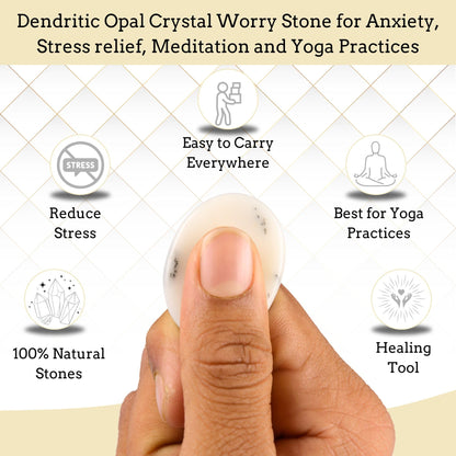 Anaya Agate Dendritic Agate Worry Stones Certified Crystal Thumb Worry Stone for Anguish, Relaxing and Soothing Balance Stones for Meditation, Stress Relief, Crystals and Healing Stones for Men, Women
