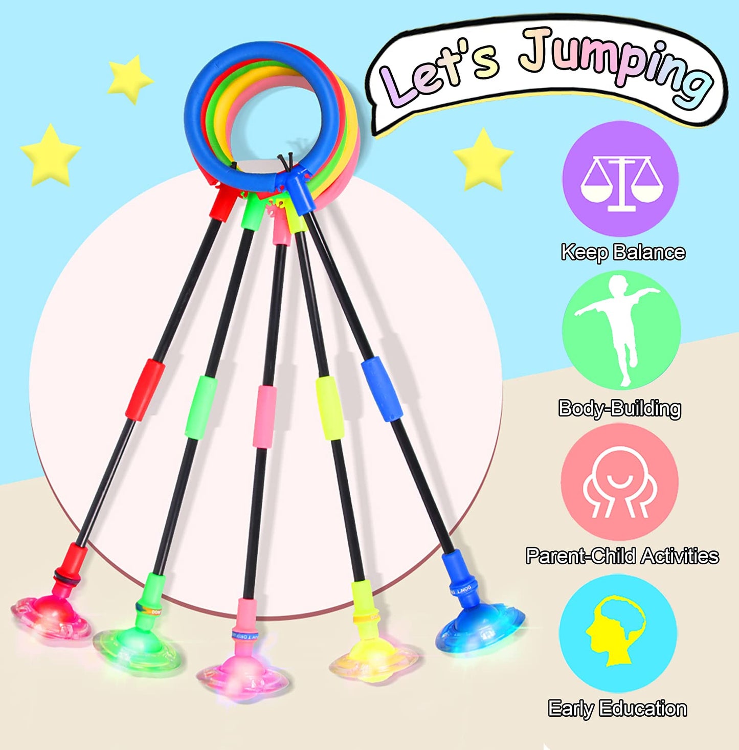 SIERLIKY Skip Ball for Kids, Foldable Ankle Skip Ball Colorful Light Flashing Jumping Ring, Fitness Jump Rope Sports Swing Ball, for Children Adults Boys Girls Toy (Purple)