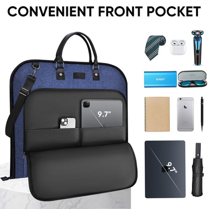 BALEINE Travel Garment Bag, Travel Suit Bag for Men, Water Resistant Carry on Garment Bag for Hanging Clothes, Garment Duffel Bag for Travel Business (Blue)