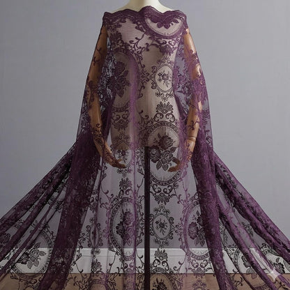 NOIR GOTHIC DECOR 55 x 144 Inch Purple Lace Canopy Bed Curtains are Perfect for Twin Bed Canopy to Create Light Bedroom Decor, Gothic Bedroom Decor or Halloween Room Decorations. LEC Purple Canopy 144