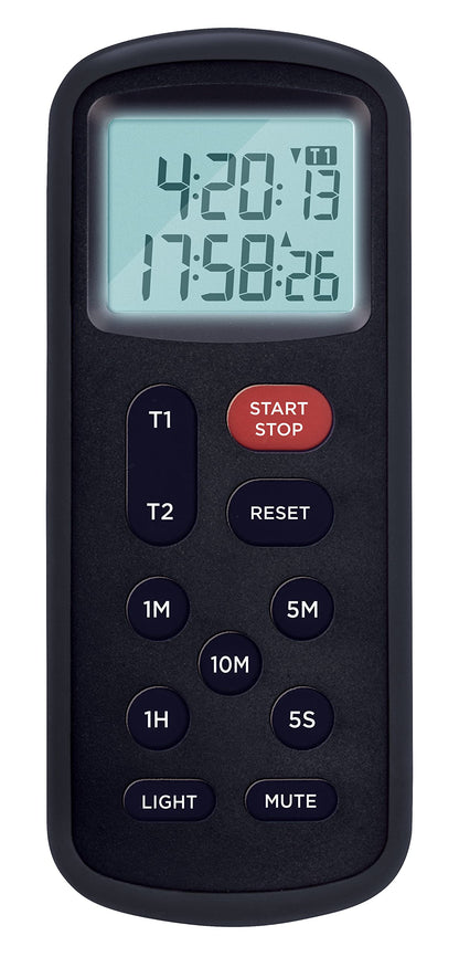 Lavatools KT8 Digital Kitchen Dual Timer & Stopwatch, Backlight, Ultra Loud Alarm, Mute Function, Quick-Set Buttons, Hang Hole, Magnetic for Cooking and Classroom with Lanyard