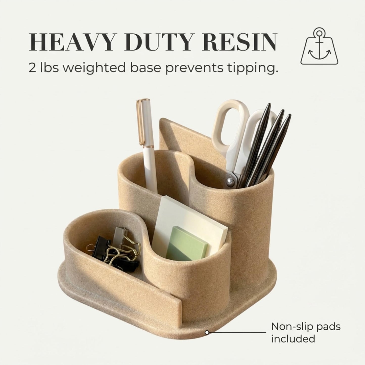 OAKOA Aesthetic Desk Organizer - Aesthetic Office Desk Accessories - Boho Pen Holder - Neutral Beige Desk Accessories - Home Office Essentials for Women - Cute Pencil Holder