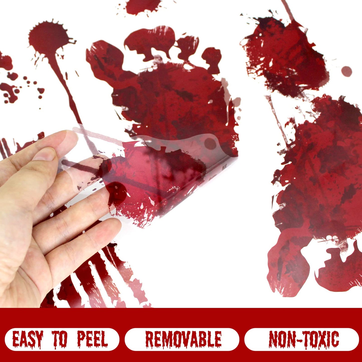 128 Pcs Halloween Footprints Floor Clings - Bloody Halloween Decorations, Floor Stickers Decals for Party Supplies (12 Sheets)