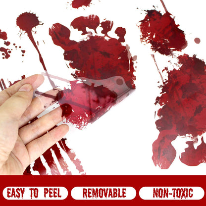 128 Pcs Halloween Footprints Floor Clings - Bloody Halloween Decorations, Floor Stickers Decals for Party Supplies (12 Sheets)