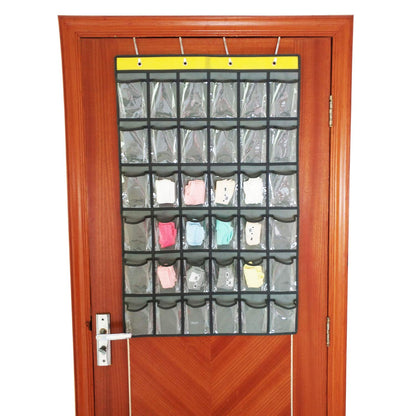 NIMES Hanging Closet Underwear Sock Jewelry Storage Over The Door Classroom Cell Phone Calculator Organizer 36 Clear Pockets (GREY)
