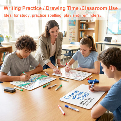 HOUYEE 16 Pack Small White Board Dry Erase Boards, 9 x 12 Inch Double Sided Mini Dry Erase LapBoards with 16 Erasable Pen & 16 Erasers, Handheld Whiteboards Suitable for Offices, Homes, Classrooms