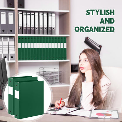 Henoyso 24 Pcs Dark Green 1.5" 3 Ring Plastic Binder Bulk, 1 1/2 Inch Soft Flexible Binders Round Rings, Fits Letter Size 8.5'' x 11'' Paper, Holds 350 Sheets, for School Office (1.5 Inch)