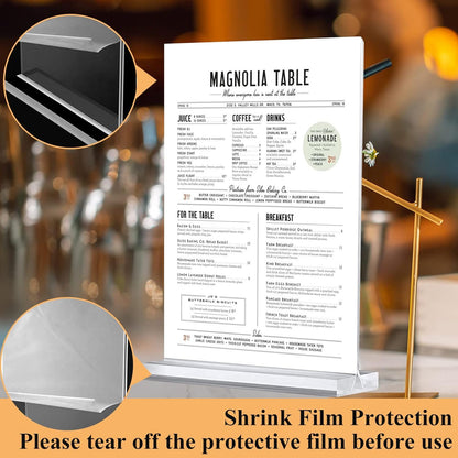 Arrobust Acrylic Sign Holder 8.5 x 11 Inches, 12 Pack Clear Display Table Top Signs Stand, Double Sided Vertical Flyer Holder ,Plastic Frames Paper Holder for Stores Home Office Menu Retail Show Fair