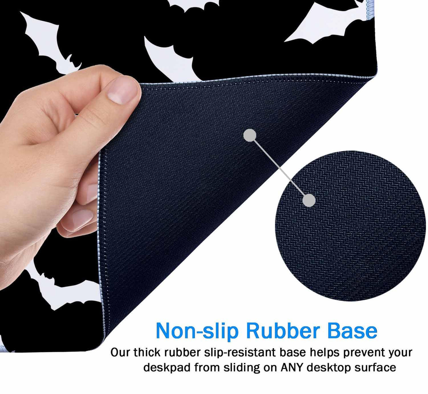 Gaming Mouse Pad, Large Swarm of Bats Mouse Pads for Desk, Non-Slip Rubber Base Mousepad, Keyboard Mouse Mat Desk Pad with Stitched Edges, 35.4x15.7 inch