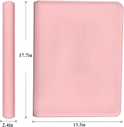 Trading Card Binder 16 Pocket, 1664 Pockets Ringless PU Cover Card Collection Binder, Double Sided Card Binder Collector Album, Card Folder for MTG, TCG, Sports Cards, Game Card (Pink, 16Pockets)
