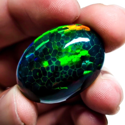 24 Carat Honeycomb Black Ethiopian Opal Cabochon Gemstone