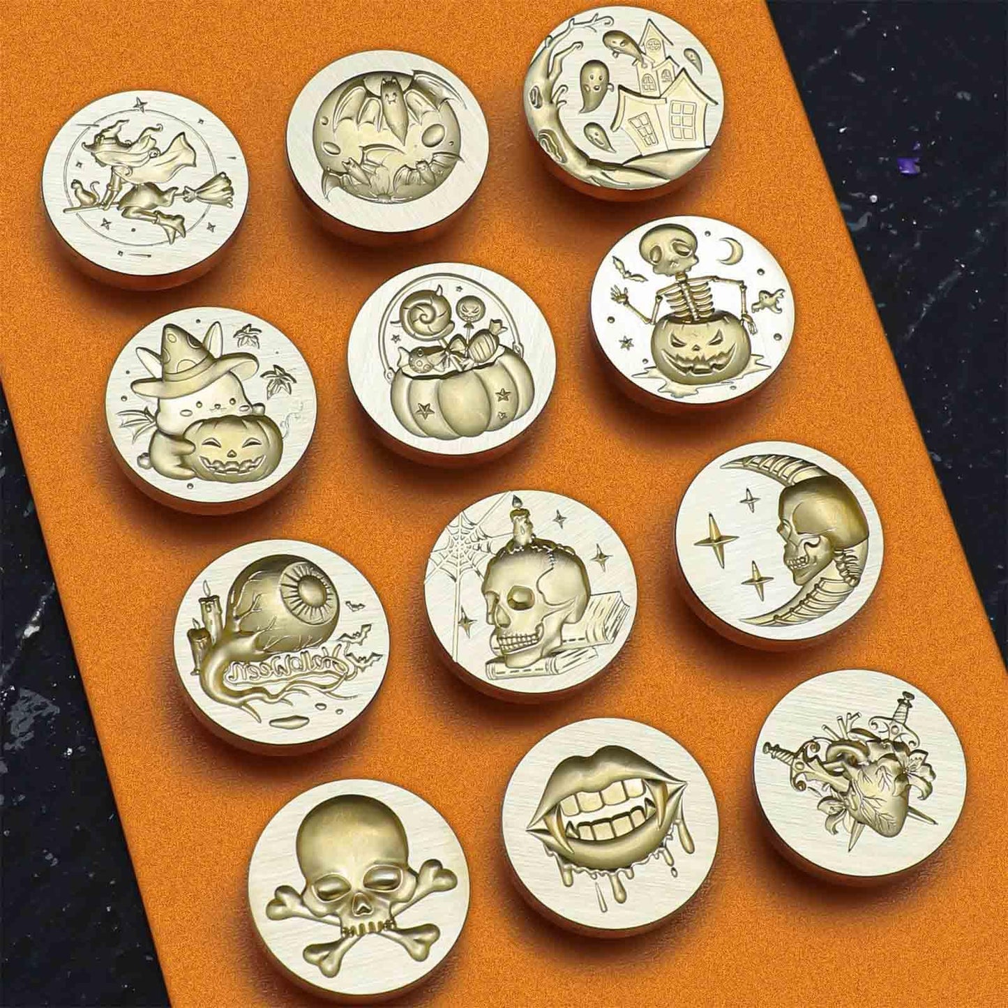 Halloween Wax Seal Stamp,Vintage Halloween Skull Stamp with Pearwood Handle for Creative DIY, Envelope Sealing, Invitations and Greeting Cards