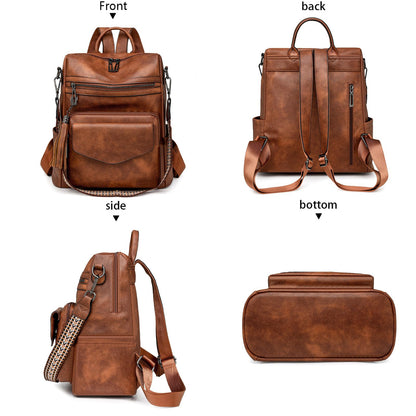 HGWSSY Womens Fashion Backpack Purse for Women Leather Multipurpose PU Ladies Shoulder Bag Travel bag Satchel Handbags (brown)
