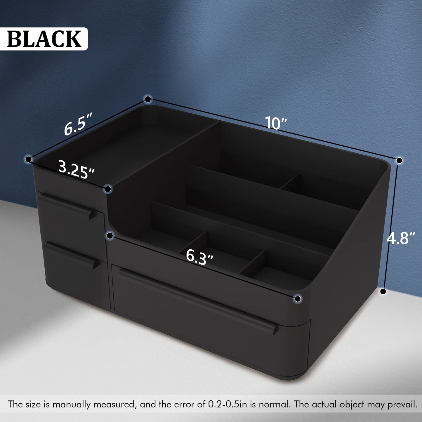 Makeup Organizer with Drawers, Countertop Organizer for Vanity, Bathroom and Bedroom Desk Cosmetics Display Case for Brushes, Lotions, Perfumes, Eyeshadow, Lipstick and Nail Polish