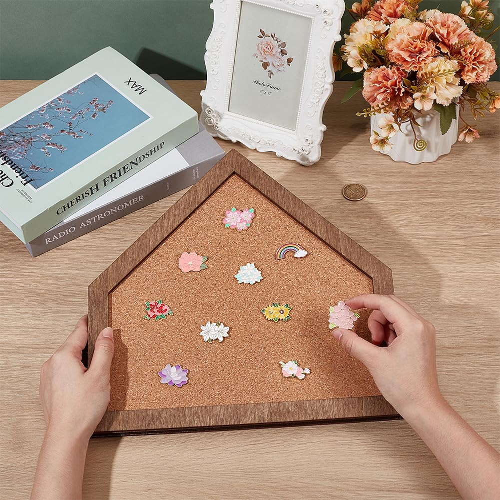 BENECREAT Cork Brooch Board, 11.8x11.8 Inch Wall Cork Tray Baseball Home Plate Pin Board for Brooch Pin Storage, Jewelry Display, Lapel Pin Enamel Pin Display, 19mm/0.5 Inch Thick