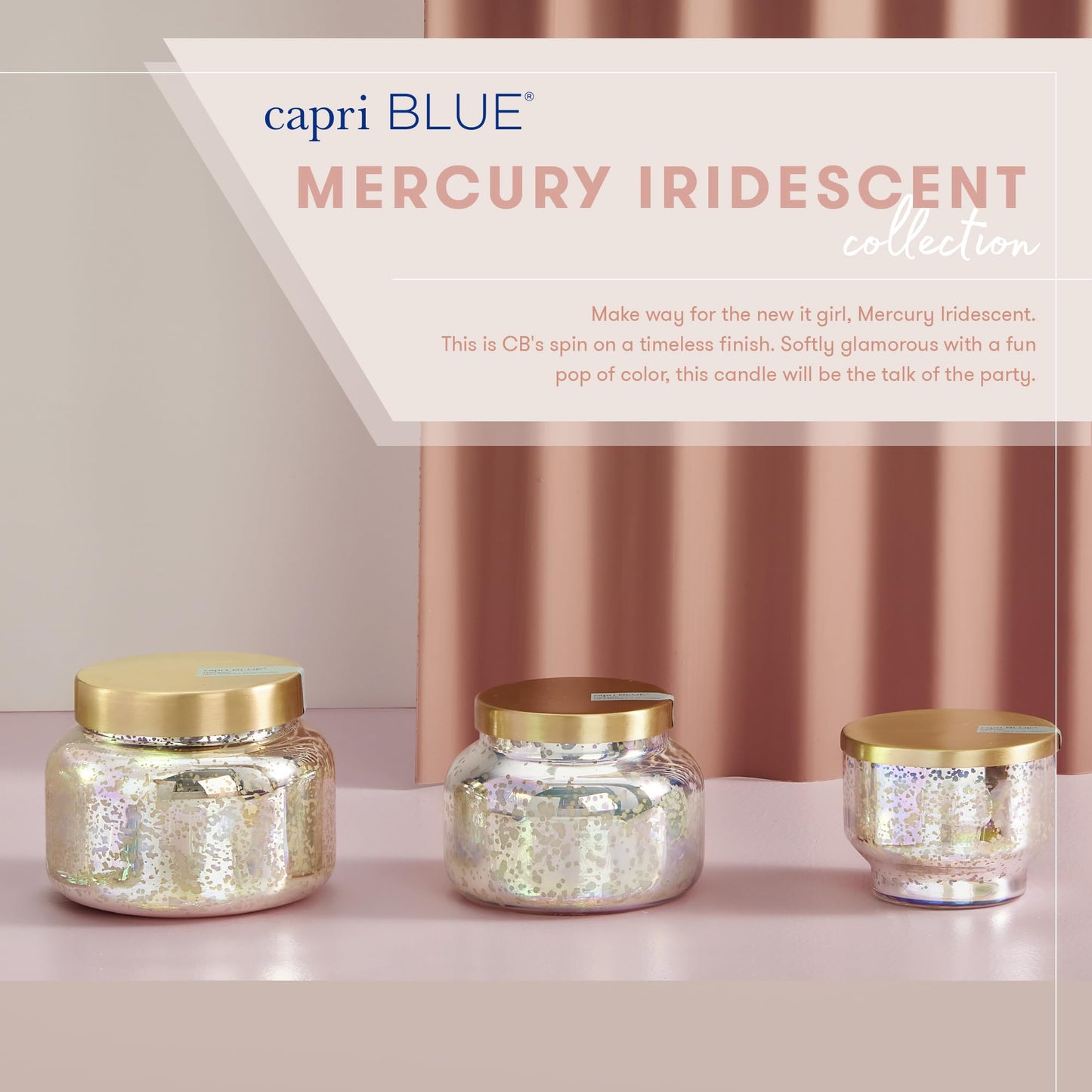 Capri Blue Mercury Iridescent Scented Candles for Home - Long Lasting Decorative Jar Luxury Candles - Gifts for Women & Men - Soy Wax Blend - Coconut Santal (19 oz)