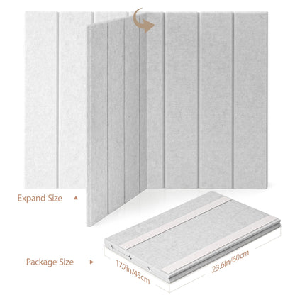 Lightomorrow Bulletin Board, 24 x 18 inches Felt Board Decorative Pin Board, 4' x 3' Cork Board Alternative for Wall, Foldable Photo Board with 20 Pushpins - Light Gray Stripes