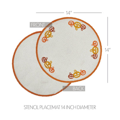 VHC Brands Braided Cotton Country Halloween Stencil Placemat 14 inch Diameter, Decorative Fall Placemat, Table Decor for Fall and Halloween