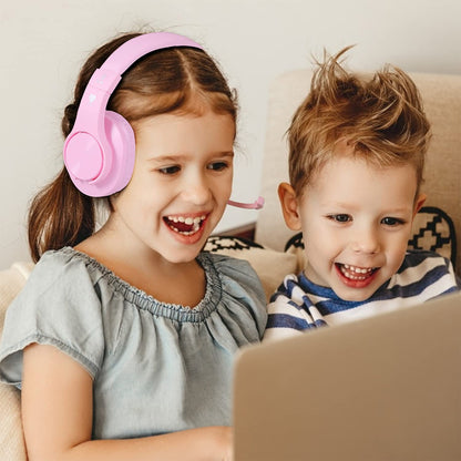 Gaming Headset for PS5, PS4, Xbox, PC & Nintendo Switch - Kids Headphones with Mic for School Supplies - Wired Pink Headphones