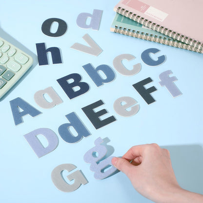 Breling 310 Pieces Felt Letter Bulletin Board Letters Sticker with Number 2" Bulk Self Adhesive ABC Upper Lowercase Sticky Letter for Xmas Gift Bulletin Board Classroom(Blue Color)