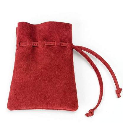 Medieval Drawstring Coin Pouch Bag,Leather Coin Pouch,Renaissance Drawstring Pouch Dice Bag,Small Coin Purse for Women/Men,Brown Swayze Suede Red