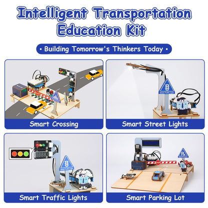 4-in-1 ESP32 STEM Smart Traffic Kit Compatible with Arduino, STEM Robotics Science Kit, Engineering Project STEA Activity Gift Suitable for School Education Kit, Family Education for Kids 12+