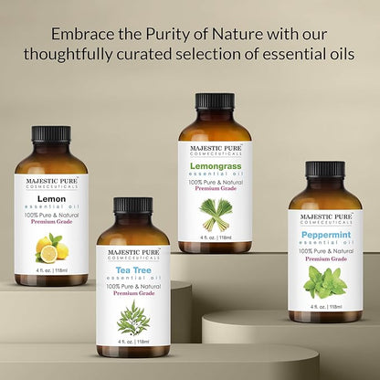Majestic Pure Essential Oil with Glass Dropper - 100% Pure and Natural - Essential Oils for Diffuser, Aromatherapy, Soap and Candle Making, Eucalyptus Essential Oil, Eucalyptus Oil, 4 Fl Oz