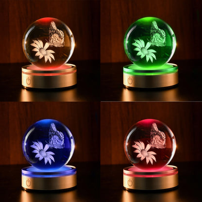 IFOLAINA 3D Butterfly Crystal Ball Decor Lamp Gifts Ideas for Girlfriend Wife Mom Her Mothers Day Birthday Christmas Butterfly on Sunflower in Glass Ball