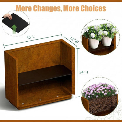Decoroca Corten Steel Planter Box Outdoor, 14 Gauge Heavy Duty Metal Prevents Warping, for Patio Garden Divider and Privacy Screen, Arrives Un-Rusted, 24" H x 12" W x 30" L