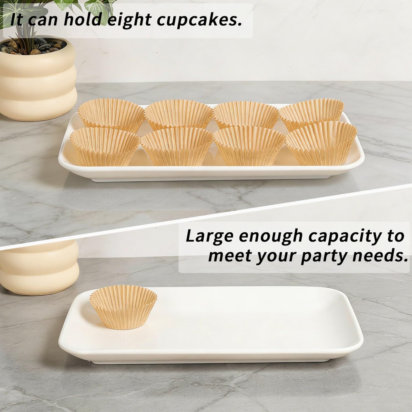 HAPPY KIT 3 Tier Serving Tray Set with Gold Freely Combinable Rack,12 Inch Tiered Tray Stand,Widened Porcelain Platters,Decor Cupcake Stand for Christmas Party Display,Dessert Trays Collapsible
