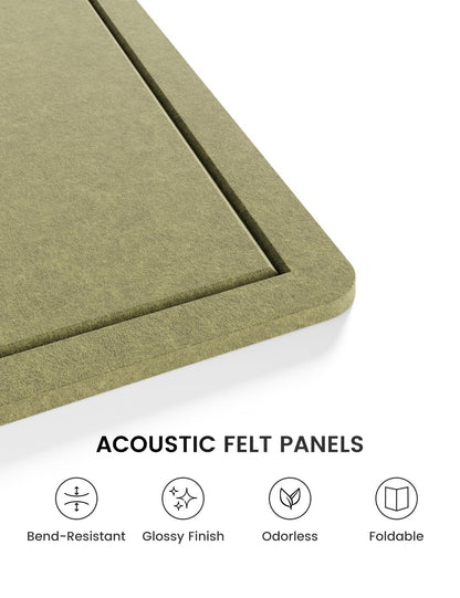 Fluxynara Bulletin Board,35.4" x 23.6" Cork Board Alternative with 12 Safe Removable Adhesive Tabs, Foldable Felt Pin Board for Home Office, Classroom, Bedroom,Entryway for Walls—Olive Green