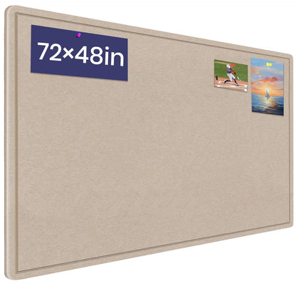 Large Bulletin Board - 72 X 48 inches Cork Board with 30 Pushpin, 6' x 4' Cork Board for Walls Pin Board, Self-Adhesive Felt Board Vision Board Foldable Photo Board for Wall (Beige Brown)