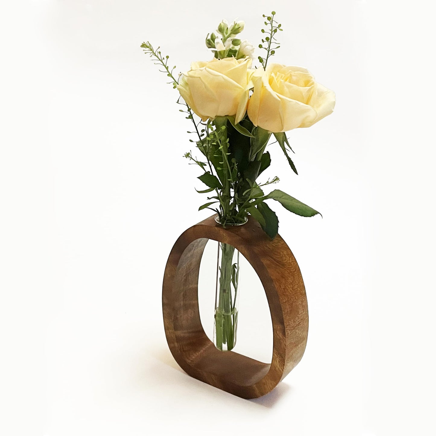 JYSHLCAH Wooden Glass Test Tube Vase Flower Holder Plant Vase Small Plant Terrarium Display for Desk Décor