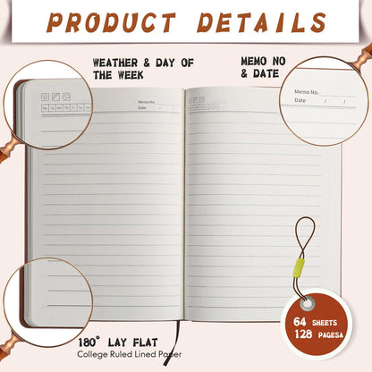 PerKoop 36 Pcs A5 PU Leather Journals Soft PU Leather Cover Ruled Writing Notebook Lined Journal Notebook for Office School Business Writing 128 Pages, 8.1'' x 5.6'' (Morandi Color)