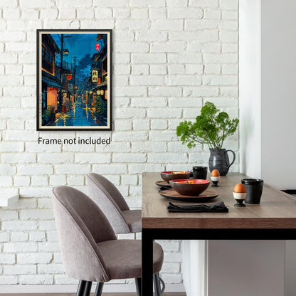 Podafu Japanese Tokyo Tea House Wall Art Poster - 12x16in Unframed Canvas Print for Bedroom Decor